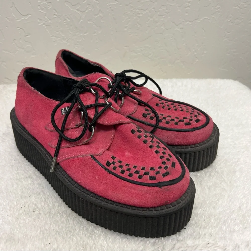 TUK Suede Mondo Creeper Unisex Pink Black Platform Size 6 women’s